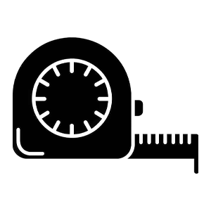 Black tape measure icon on a white background