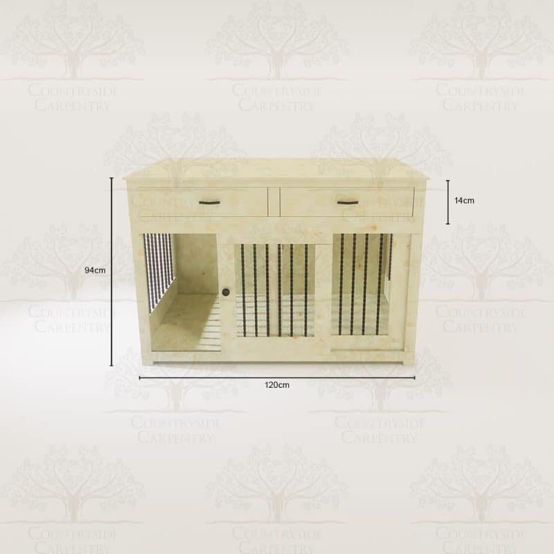 Wooden Dog crate Furniture with sliding door and a drawer (L120 H94)